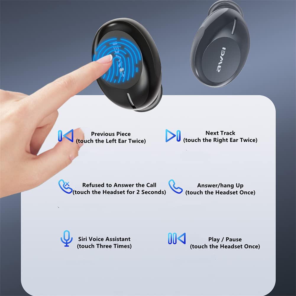 True Cuffie Wireless, Auricolari Wireless Audio Stereo HiFi, Cuffie Bluetooth con Riduzione del Rumore, IPX4 Impermeabile, per Allenamento in Palestra