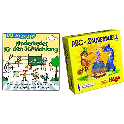 Die 30 besten Kinderlieder für den Schulanfang & HABA 4912 - ABC Zauberduell, Lernspiel ab 6 Jahren zum Buchstabenlernen, Geschenk für Schulanfänger zur Einschulung, Reise- und Mitbringspiel
