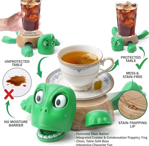 Image of Turtle Cup Holder Coaster, 3D Funny Expression Turtle Coasters, Turtle Cup Holder, Coaster for Tea, Coffee and Wine Glasses, Home Decor and Kitchen Accessories (Green) (1)