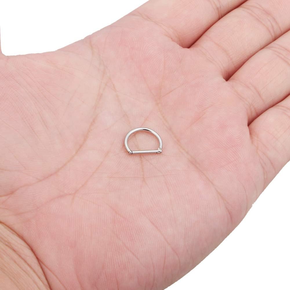 Ruifan 316L Stainless Steel D Shaped Hinged Seamless Segment Hoop Septum Clicker Ring Lip Helix Tragus Cartilage Earrings Nose Rings Pirecing 16g 10mm - Image 3