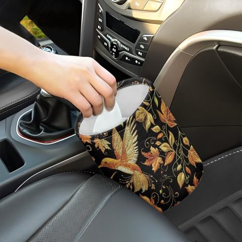 Image of Pensura Car Trash Can Collapsible Hanging Cars Garbage Bag Foldable Maple Leaf Hummingbird Mini Car Trash Bin Auto Rubbish Bag Hanging Compatible with Most Cars