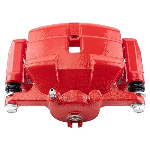 Image of TRQ Front Left Brake Caliper w /Bracket Performance Red Drivers Side | For 2008-2013 Nissan Rogue 2014-2015 Rogue Select