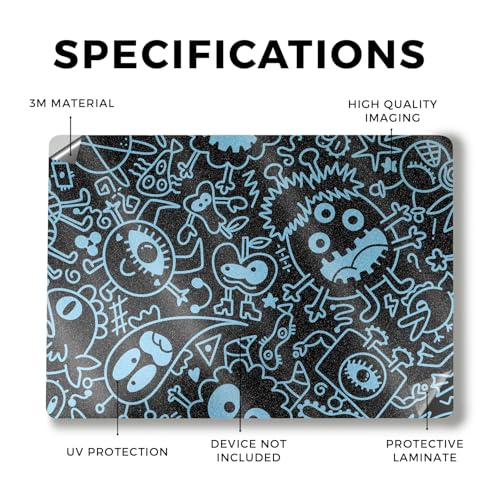 Image of Glossy Glitter Laptop Skin Compatible with Alienware M18 R2 (2024) - Dark Monster Doodles - Premium 3M Vinyl Protective Wrap Decal Cover - Easy to Apply | Crafted in The USA by MightySkins