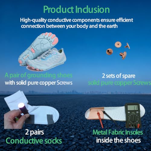 Image of Grounding Barefoot Shoes with Copper , Effective Full-Chain Grounding | Solid Copper Screws,Conductive Insoles,Extra Conductive Socks.Zero-drop,flexible wide toe box,for unisex