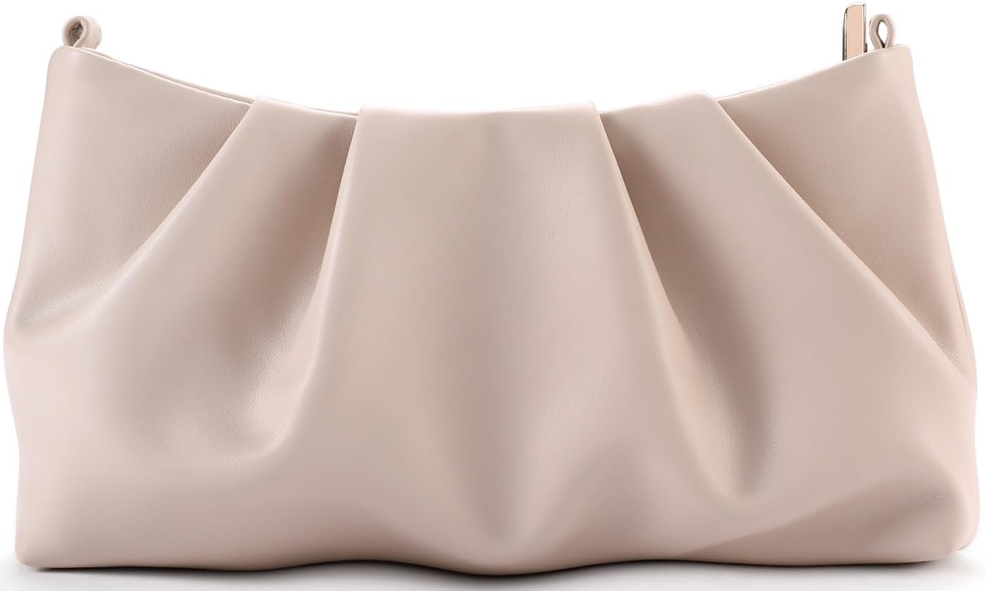 Women's Clutch Purse, Pleated Evening Handbag, Shoulder Bag with Detachable Chain and Shoulder Strap - Image 4