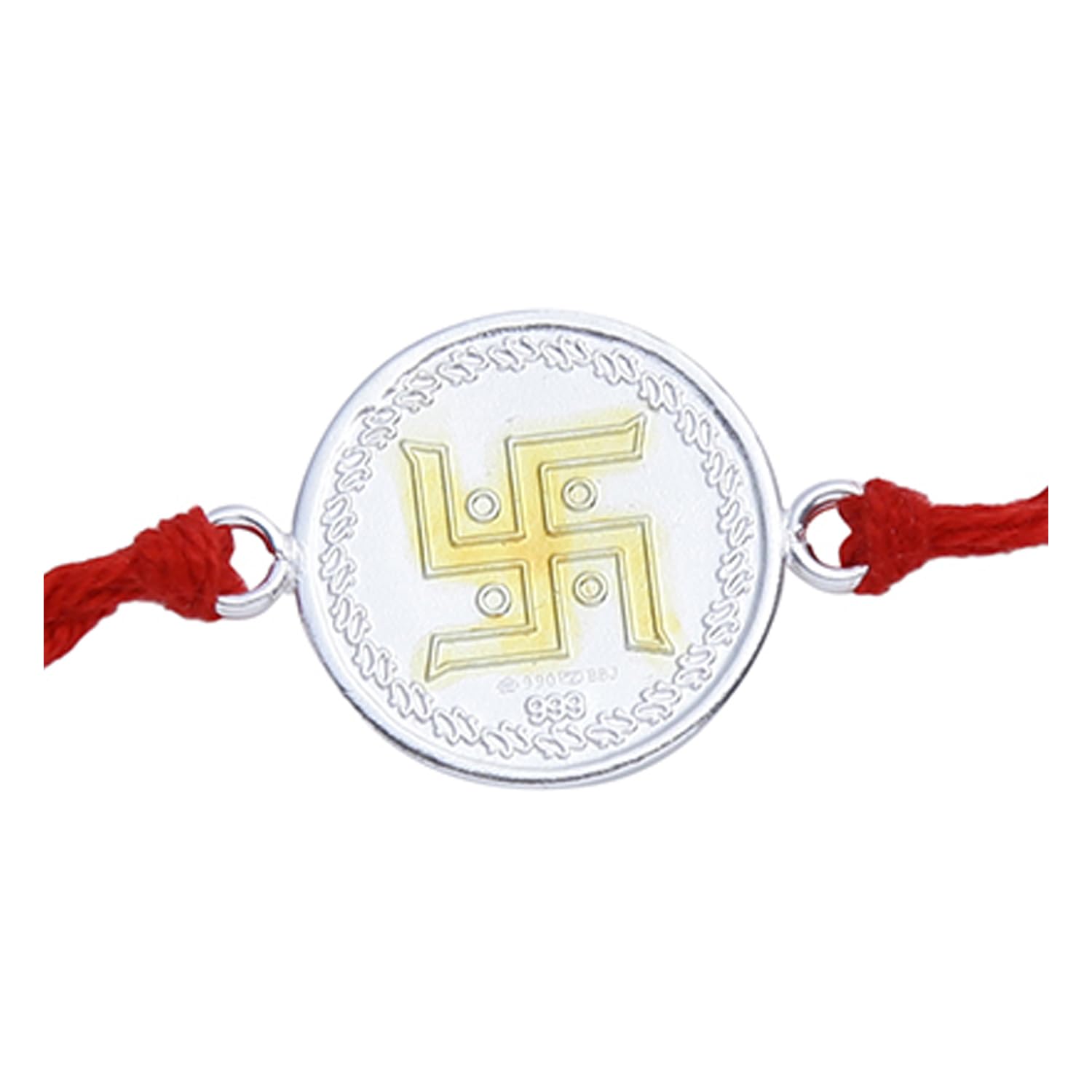 Ananth Jewels Men's Cotton 92.5 Sterling Silver Rakhi Bracelet for Brother (Red)