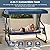 ZZW 3-Seat Patio Porch Swing 800LBS Outdoor Swing with Stand w/Canopy & Adjustable Backrest Patio Glider Chair w/Removable Pillows & Foldable Side Tray for Balcony Garden Deck (Blue)