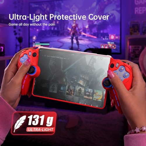 Image of UYIYE Case for PlayStation Portal, Soft Protective PS Portal Case Accessories with Anti-Slip Comfort Grip, Slim Remote Player Cover Skin & Hard Shell Case, White & Red