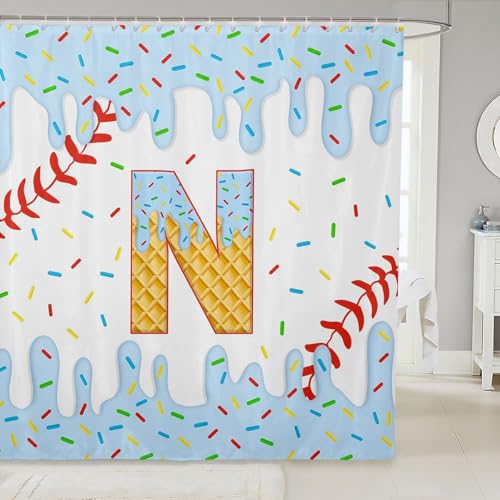 Rideau de douche 180x210 cm baseball personnalisé N Homewish