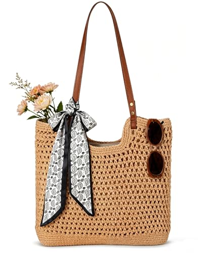 Bolso tote de playa de crochet para mujer