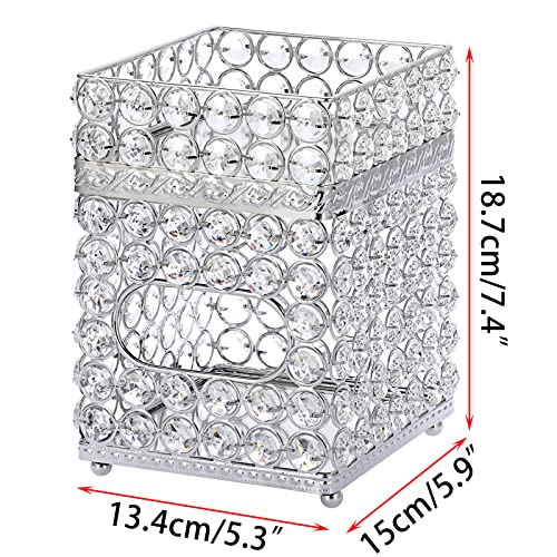 Housse de boîte à mouchoirs en cristal argenté avec support décoratif de table - 4