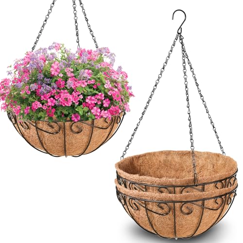 Legigo 3 Pack 10 Inch Metal Hanging Baskets for Plants Outdoor- Round Wire Hanging Planters Basket...