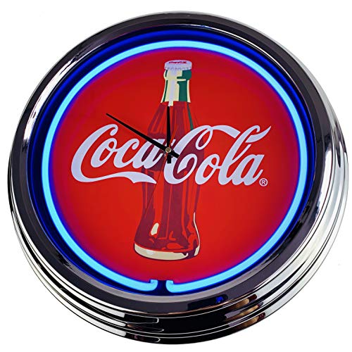 Horloge murale en forme de néon - Style rétro des années 50 - Bleu