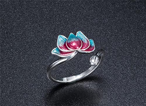Bague romantique ajustable S925 le cadeau idéal avec émail coloré