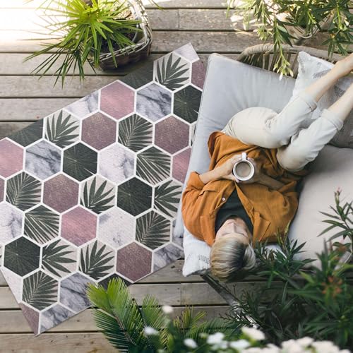 Tapis rectangle vinyle 150x225 cm extérieur imperméable balcon terrasse jardin