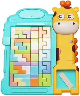 مكعب بلاستيكي متعدد الوظائف على شكل زرافة يحتوي على أشكال مكعبات متعددة تهدف الى تحسين المهارات العقلية والحركية، اختيار مثالي للأطفال - متعدد الألوان