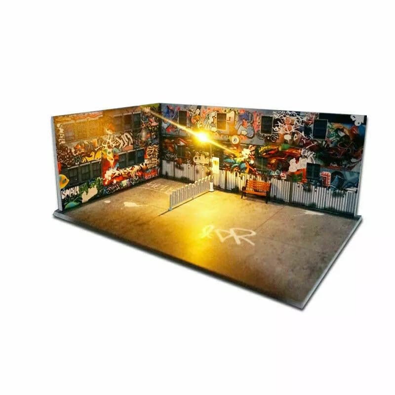 1/64 Diorama Scene Model Car Parking lot Scenery Background Display W/LED Light