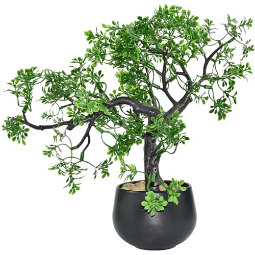 NAROSEBE Plantas Artificiales Decorativas Bonsai Decoración, Árbol en Maceta para Terraza, Árbol de Bonsái, Plantas Artificiales Aesthetic Decorativa con Tronco para Salón Dormitorio Baño 35 * 30cm
