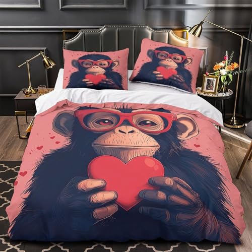 Parure de lit singe à lunettes housse de couette microfibre 135x200