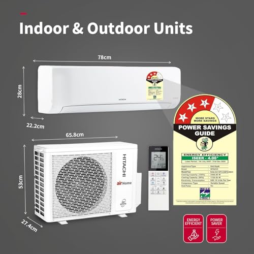 Image of Hitachi 1 Ton Class 3 Star, ice Clean, Xpandable+, Inverter Split AC (100% Copper, Dust Filter, 3400FXL RAS.G312PCAIBFE, White)
