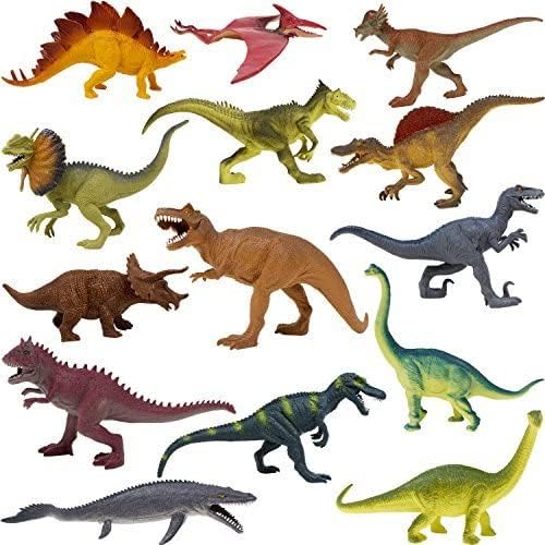 Boley 14 Pk Dinosaur Toys for Kids with Educational Pamphlet - 9" Long Dinosaur Toy Figures for Boys & Girls Ages 3+