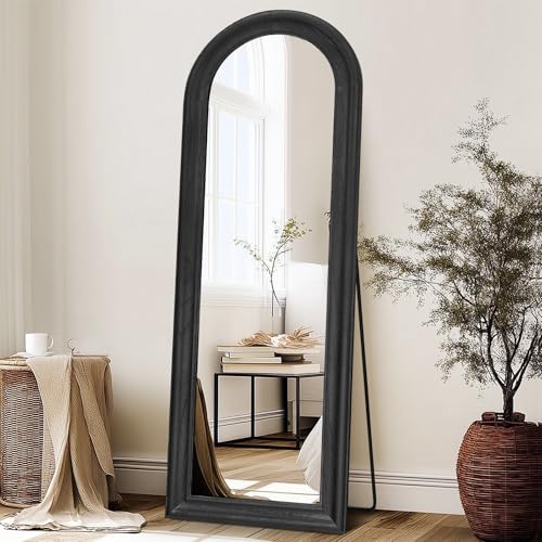 ABSWHLM Solid Wood Full Length Mirror - 65"x22" Arched Floor