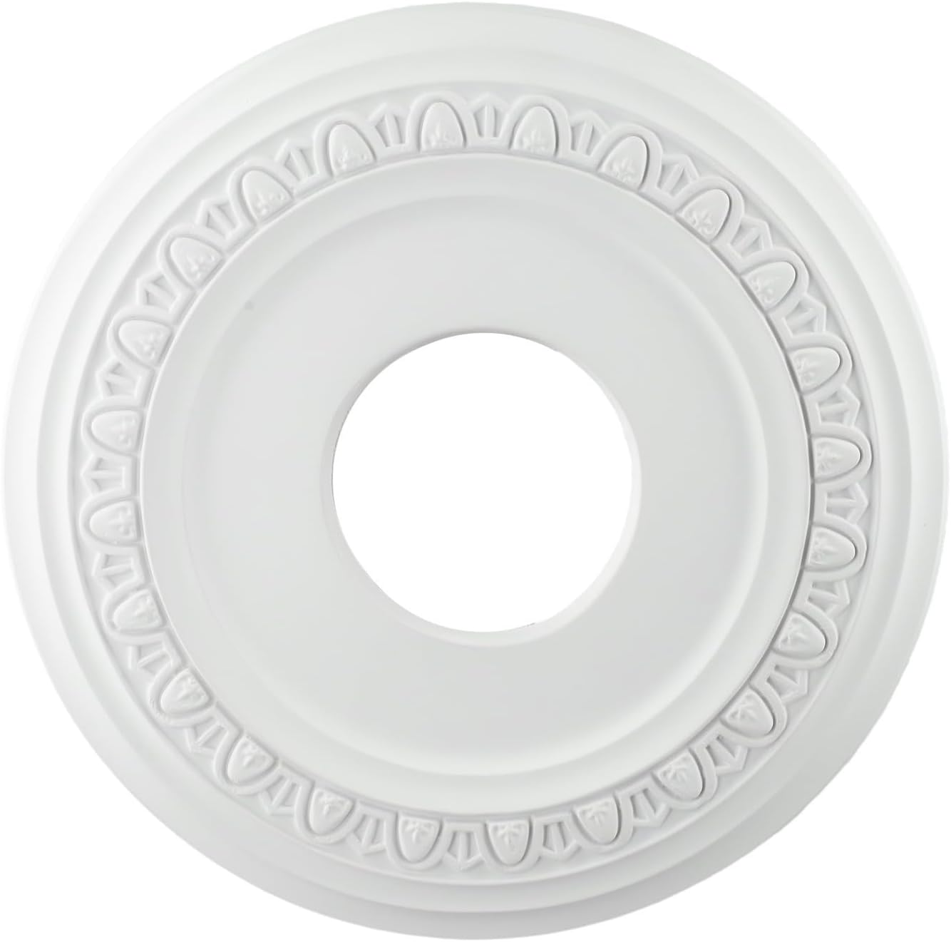 White PU Ceiling Medallion 30cm Decorative Ceiling Fan Light Fixtures Chandeliers Install Home Decor Round