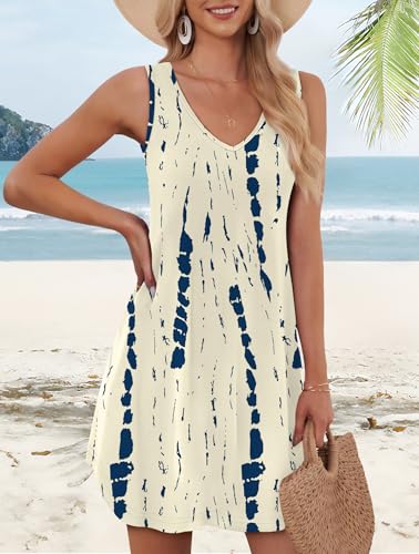 Image of Aokosor Womens Summer Dresses 2026 Loose V Neck Sleeveless Dress Sundresses Swimsuit Coverup Vacation Outfits