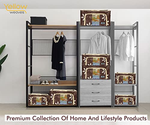 Image of Yellow Weaves Foldable Cloth Storage Box /Wardrobe Organizer, 44 LTR, 2 pieces, Brown