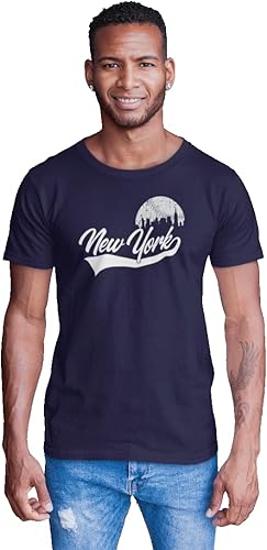 BROOKLYN VERTICAL Camiseta de manga corta para hombre con estampado en el pecho Nueva York, Atlanta, San Luis, Los Ángeles