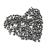 P Prettyia 100 Set Leder Nieten Doppel Kappe Niet Rundnieten Metallnieten 6x6mm - Schwarz