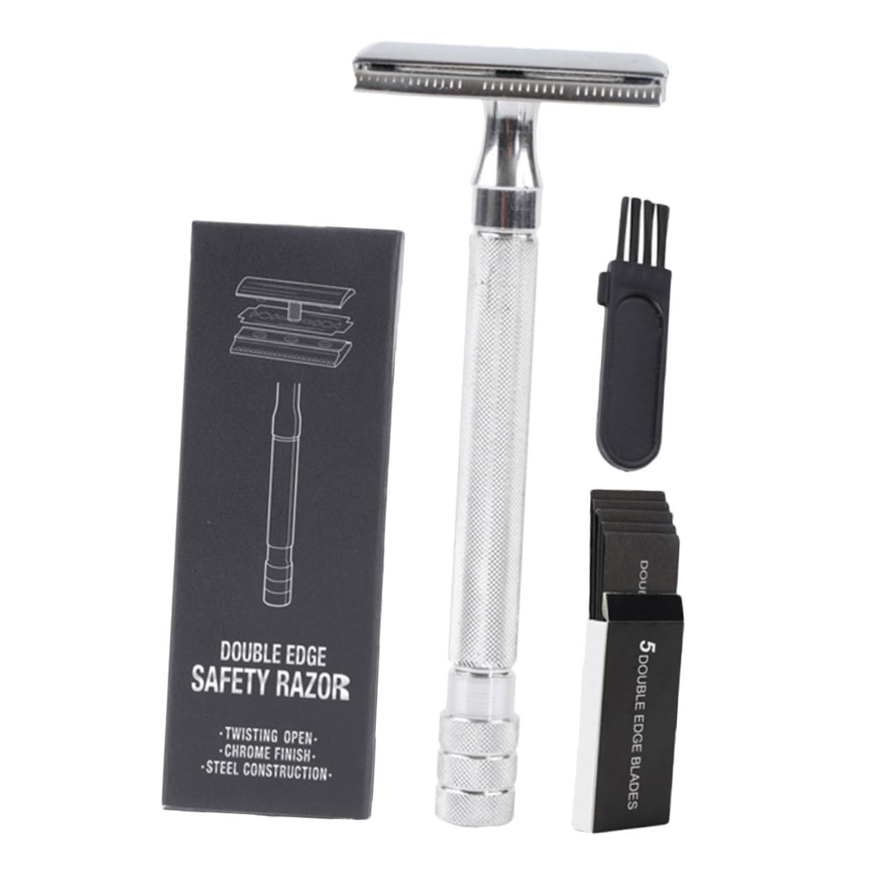 BIUDECO 1Set Manual Safety Razor Double Edged Shaver for Beard and Mustache Grooming Lightweight Portable Design with Easy Clean Features Travel Shaving Tool