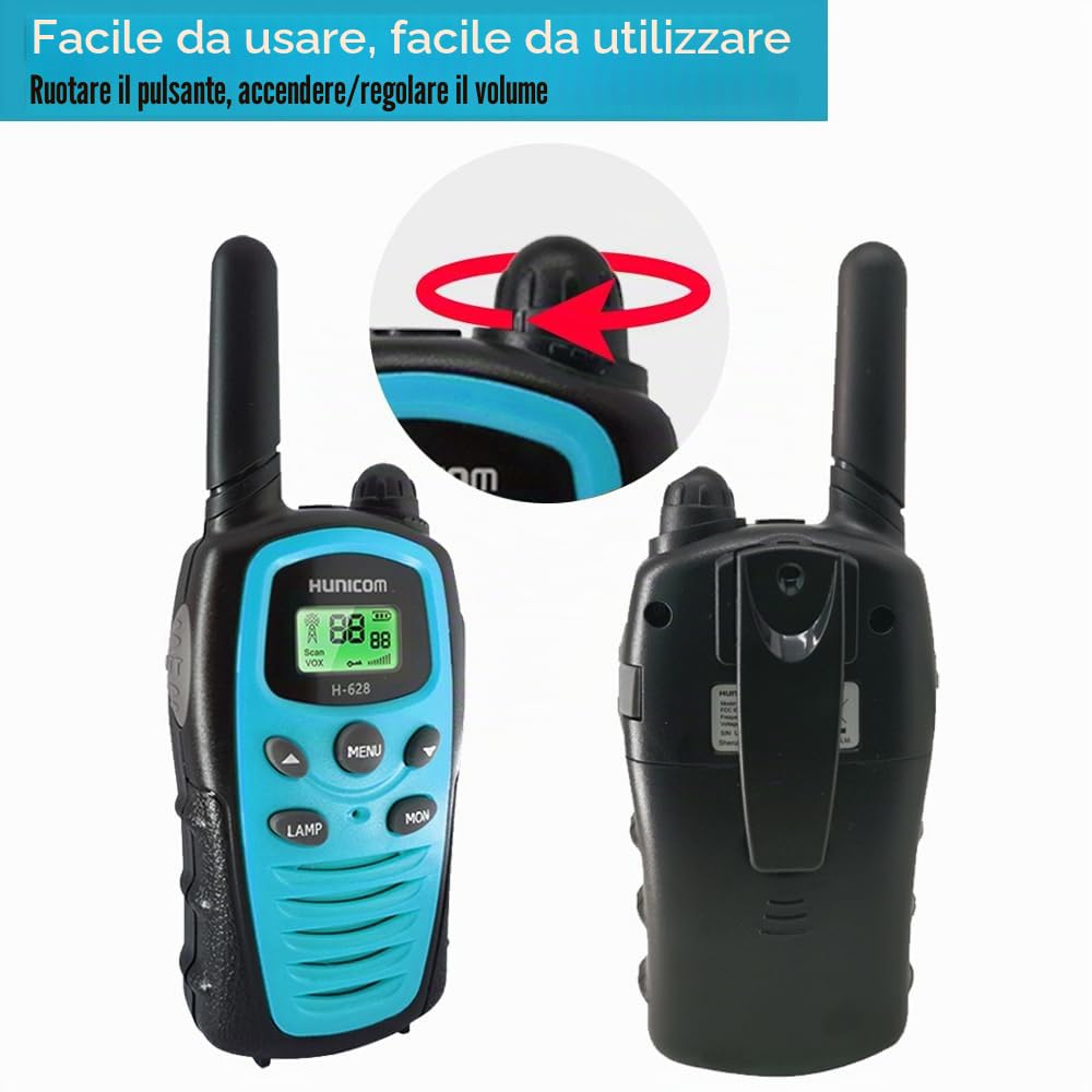 Walkie Talkies per adulti a lungo raggio, le migliori radio bidirezionali PMR Walky Talky VOX mano libera 5 km con torcia LCD per avventure all'aperto, campeggio escursionismo