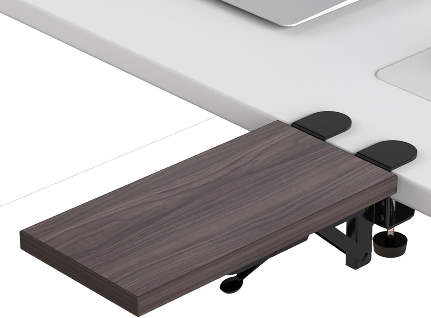 Hcosmy Ergonomics Desk Extender Tray, 11.8"x 5.9" Table Mount Arm Wrist Rest Shelf, 90° Foldable Elbow Arm Support, Clamp on Computer Arm Rest for Desk, Suitable for Office Home Use (Walnut)