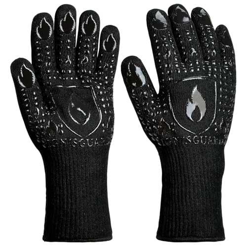 Comparison: Best Deik Oven Gloves 7 IGNISGUARD BBQ & Grill Gloves, Oven Gloves, 1472°F Silicone Oven Mitts Heat Resistant Grilling Gloves Fireproof Non-Slip for Barbecue Cooking Baking Smoking, 1-Pair Black(L)