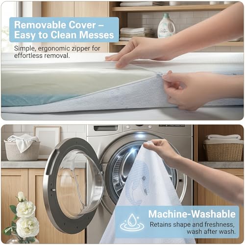 Image of Pack and Play Mattress,Breathable Dual Sided Firm & Soft Memory Foam Pack N Play Mattresses,Baby 38 inchX26 inch Mattress for Pack N Play with Removable Cover (White05)