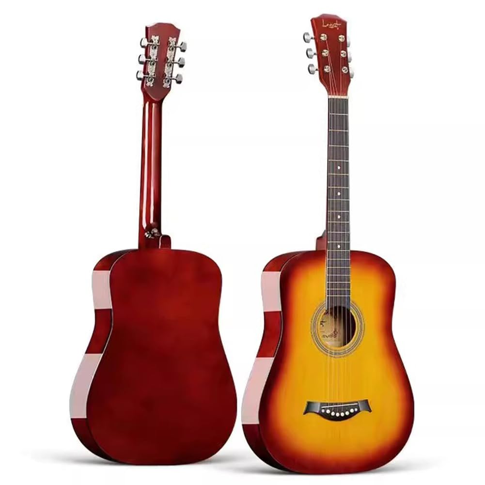 Zestaw do gitary akustycznej dla początkujących, instrument drewniany z pełnym zestawem akcesoriów, przenośna gitara podróżna, czarna, 100 cm