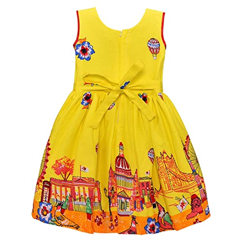 Image of Wish Karo Baby Girls Cotton Frock Causal Dress for Girls-Orange Dress - (ctn306)