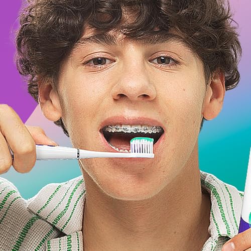 GUM SONIC ORTHO batteriebetriebene elektrische Schallzahnbürste | Für Zahnspangenträger entwickelt | Sanft zu Zähnen und Zahnfleisch | X1 Bürste, X2 Ersatzköpfe, X1 AAA-Batterie, X1 Bonusprobe | Weiß – Bild 5