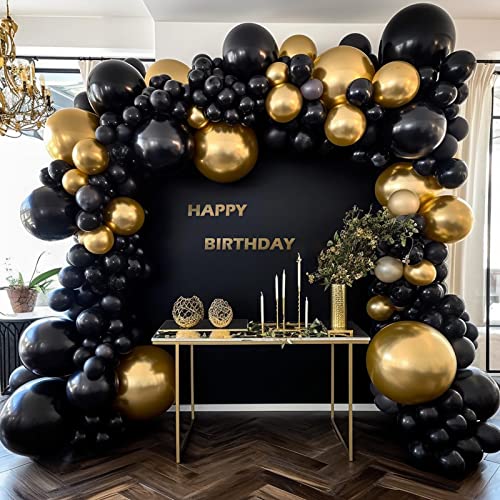 FOTIOMRG 110pcs Metallic Gold Balloon Garland Arch Kit, 18 12 10 5 inch Chrome Gold Latex Balloons Different Sizes Pack for Birthday Graduation Baby Shower Wedding Party Decorations