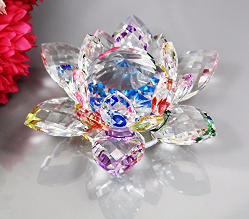 Flor de loto de cristal para decoración de hogar, con colores, para regalo de cumpleaños o boda, cristal, multicolor
