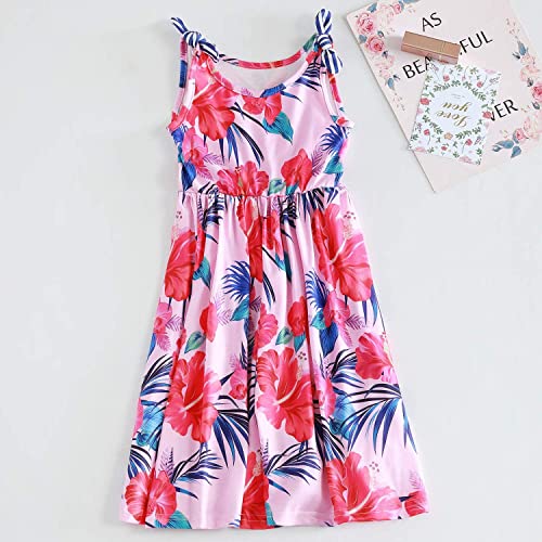 Image of IFFEI Mommy and Me Matching Dress Spaghetti Strap Summer Casual Sundress Beach Sleeveless Dress with Headband