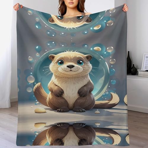 Couverture loutre dessin animé pour décoration automne et canapé - 8