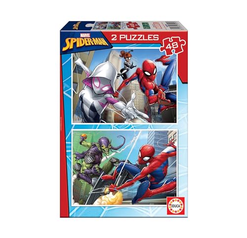 Educa - Set de 2 Puzzles Infantiles con 48 Piezas de cartón | Spider-Man, Marvel. A Partir de 4 5 6...