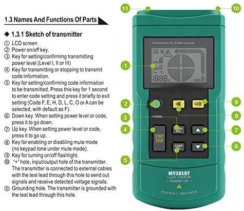Cercatore di Cavi MS6818 36V-400 V AC/DC Rilevatore Cavo Filo Sotterraneo Metal Tube Detector Tester Line Tracker Localizzatore di Cavi Cable Finder Rilevatore Tubi E Cavi Elettrici