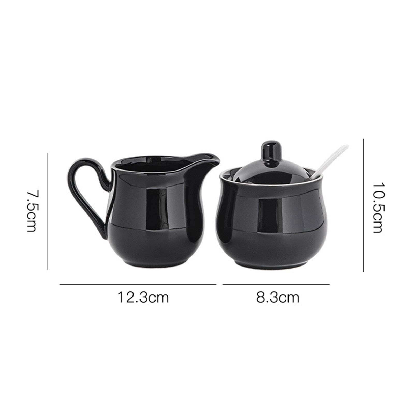 Juego de Azucarero Y Crema de Cerámica, Juego para Servir Café, Práctico, Elegante, Resistente, Recipiente de Regalo, Jarra para Crema de Us, Negro, Individual