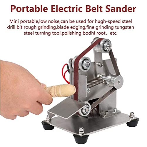 Mini Belt Sander Bench Metal Grinder Knife Making Small Electric Sharpening Machine With 10Pcs Sanding Belt Tool Kit 7 Power Speed Polisher For Diy Wood Working Apex Edge Polishing Lijadora De Banda #TOP4