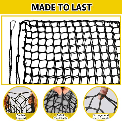 Image of Climbing Net for Kids - 9.9FT x 9.9FT Double Layers Heavy Duty Playground Safety Net, Climbing Cargo Net for Tree House Tree Fort, Back Yard, Jungle Gyms, Monkey Bar Security Mesh（Black）
