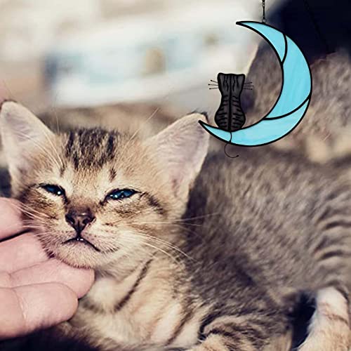 Apanhadores de Sol Gato | Apanhador de sol de vitral de gato,Decoração de gato com vitral artesanal