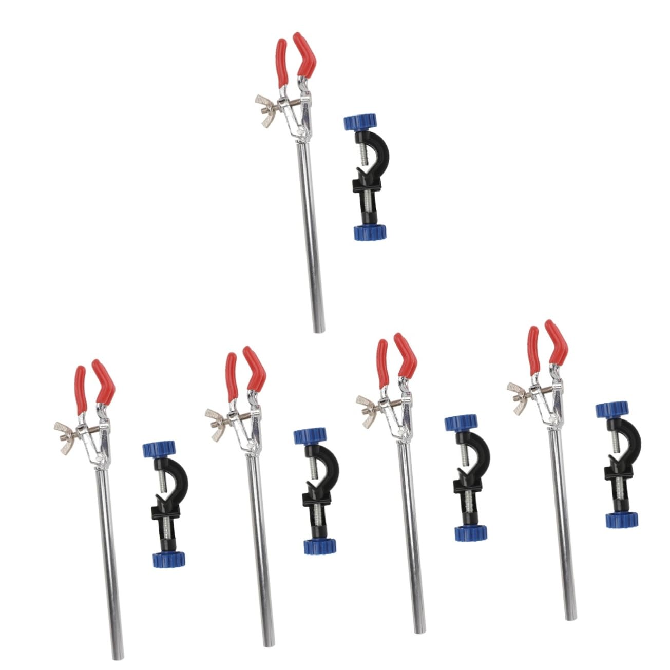 NAMOARLY 5 Sets Three-jaw Clamp Laboratory Stand Lab Clamp 3 Prong Finger Laboratory Tube Stand Lab Beaker Clamp Retort Stand and Clamp DIY Retort Stand Ring Stand Zinc Alloy Chrome Plating